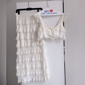 For Love & Lemons 
Posie Midi Skirt & Crop Top | White
Size Medium | Worn Once